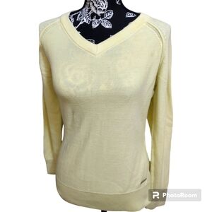 Adidas Chartreuse V-Neck Lightweight Sweater